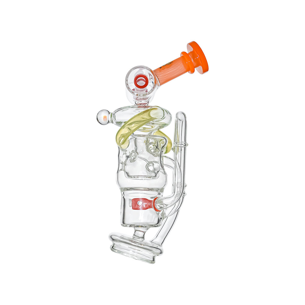 Premium Swiss Straight Fab Recycler Glass Attachment w/ Encased Opal for Puffco Peak OG & Pro