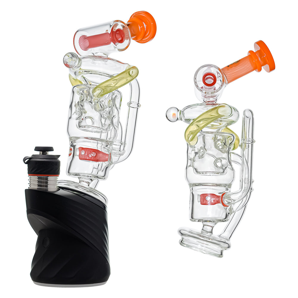 Premium Swiss Straight Fab Recycler Glass Attachment w/ Encased Opal for Puffco Peak OG & Pro